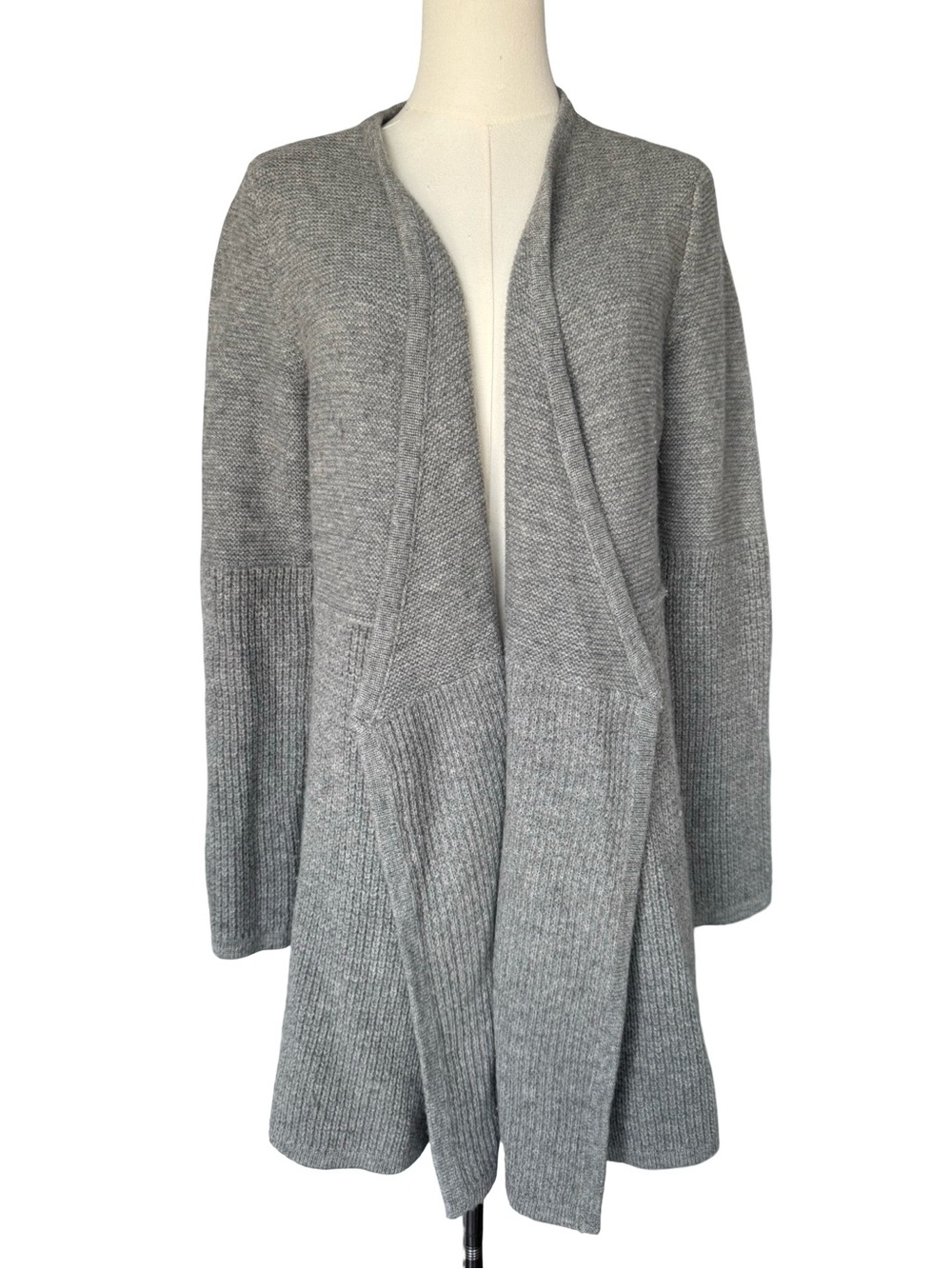 rag & bone Gray Open-Front Knit Wool Cardigan Size Medium